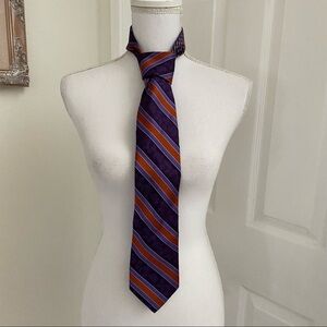 Robert Graham Purple Striped Floral Silk Tie 60” Length